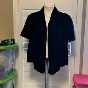 INC International Concepts Black Short Sleeve Cardigan